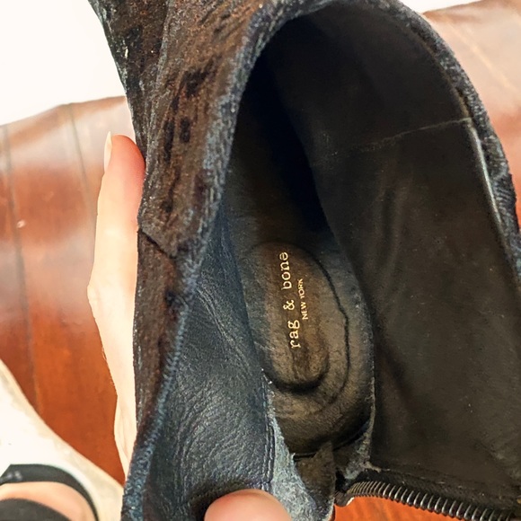 rag & bone Drea black crushed velvet acrylic heel boots (as is) - Picture 4 of 11